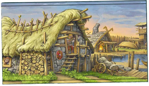 Ausgemaltes Wikingerdorf